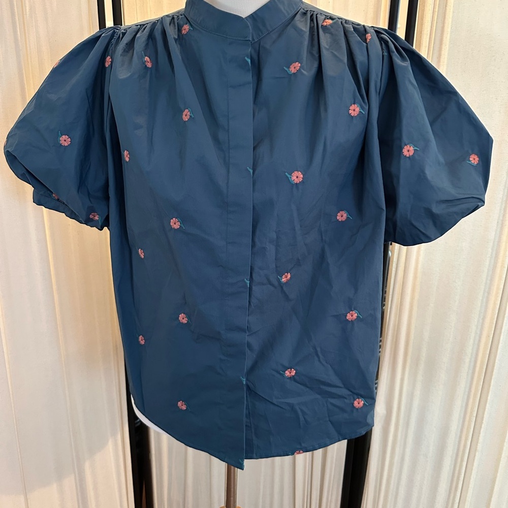 Mare Mare Elegant Blue Puff Sleeve Top - Picture 2 of 5